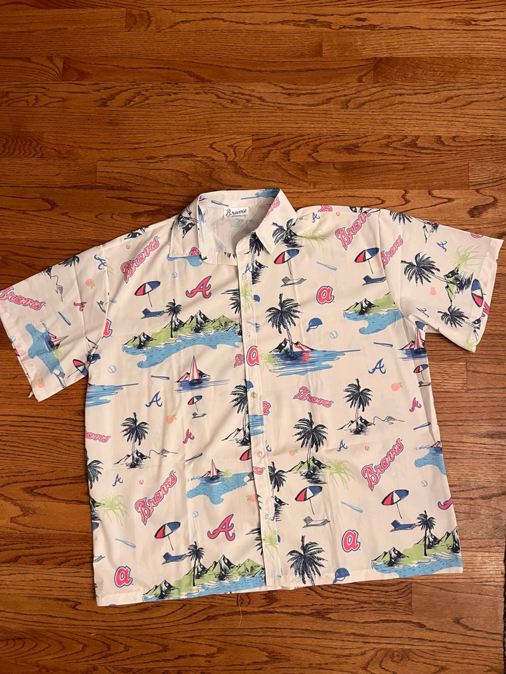 Braves White Tropical Print Short-Sleeve Shirt